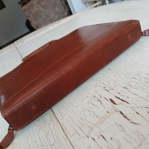 Vtg SCULLY Brown Leather Briefcase Planner Portfolio 3 Ring Binder Handles 13x11 - Picture 4 of 16